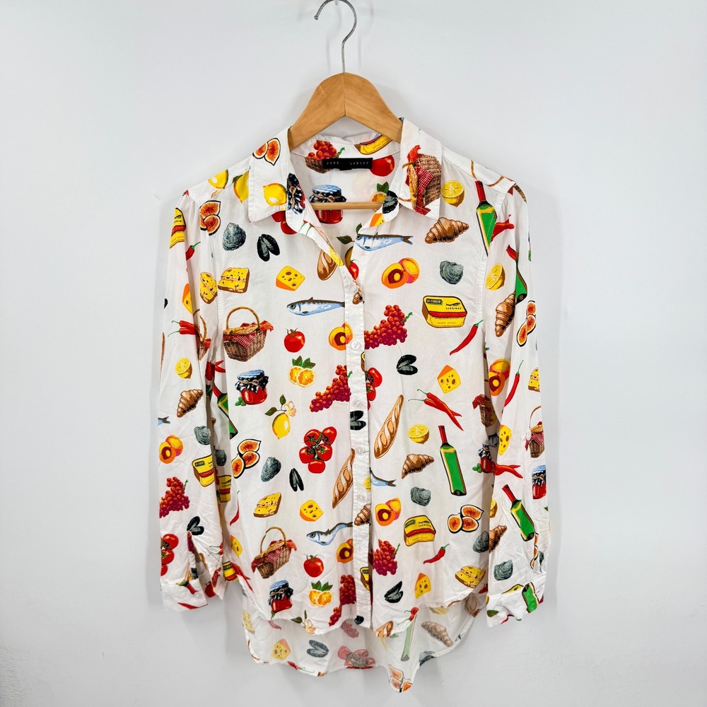 Jane + Delancey Picnic Print Sardines Mediterranean Novelty Size S Whimsical